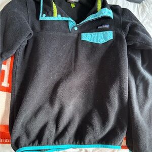 Patagonia Black Fleece Pullover with Blue Accents